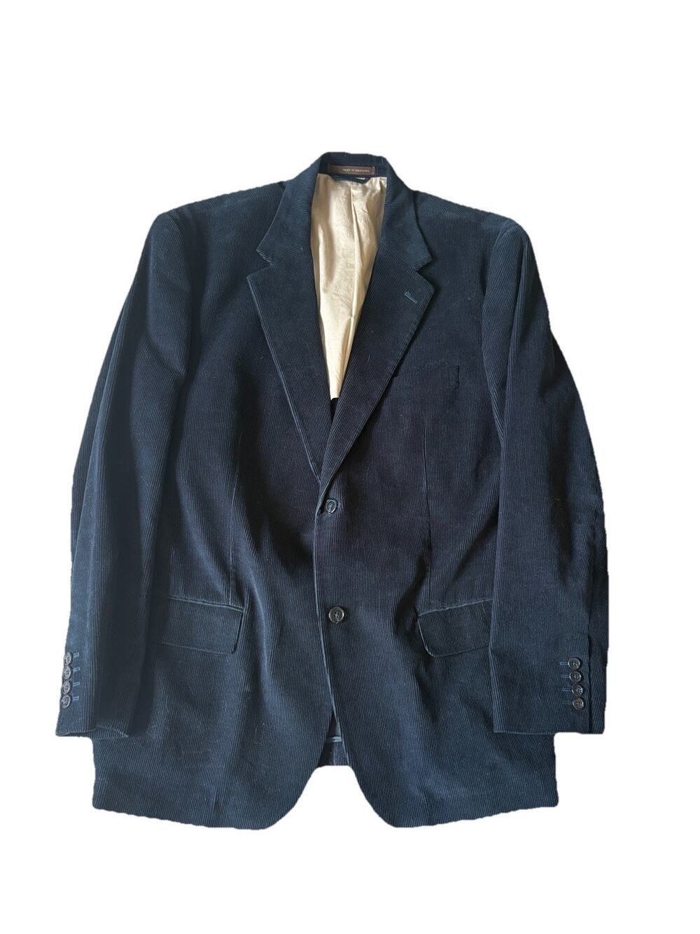 (XL 46-48) MEN'S Tasso Elba Casual Corduroy Blazer Dark Blue 2 Button Sport Coat